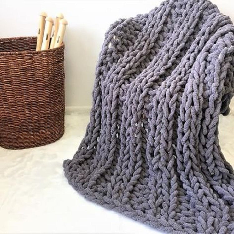 Handgewebter Chenille-Teppich aus grobem Garn