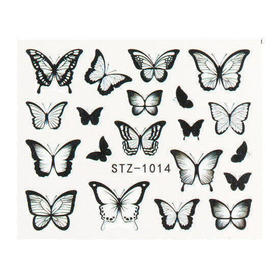 Nagelsticker Retro Aquarell Großer Schmetterling Nagel Wasserzeichen