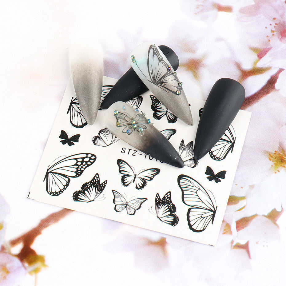 Nagelsticker Retro Aquarell Großer Schmetterling Nagel Wasserzeichen