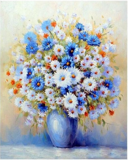 Blue And White Flowers Digital Painting