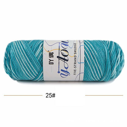 5Strands Milk Cotton Medium Thick Tie-dye Smudge Dyed Yarn