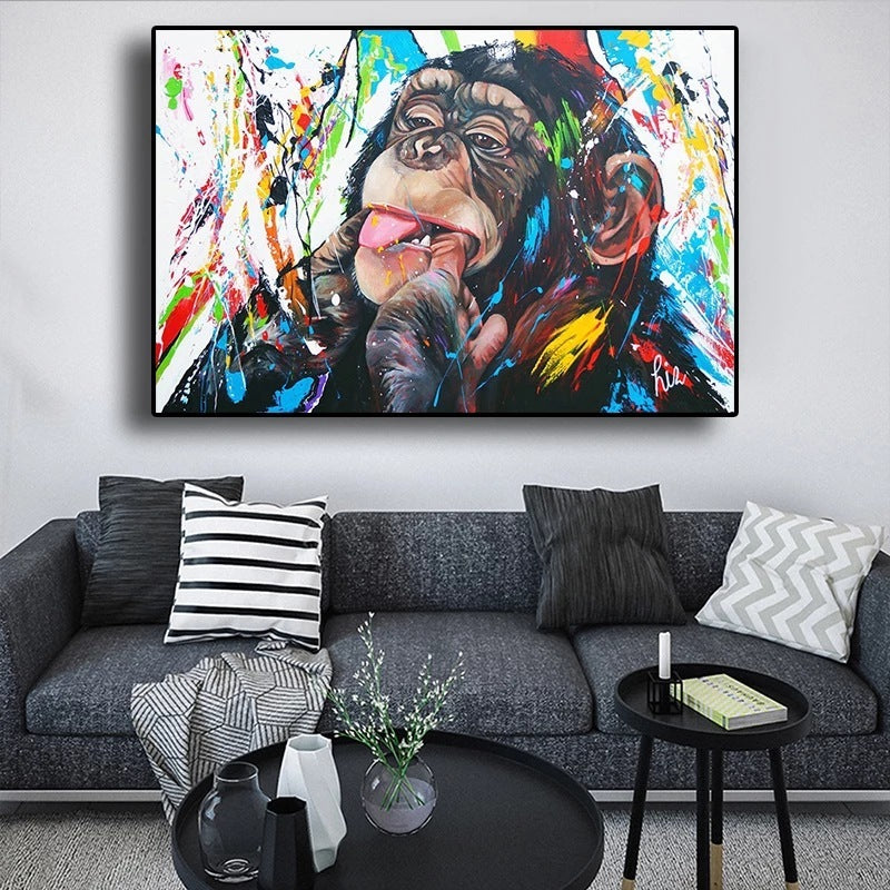 Graffiti Monkey Hd Print Art Canvas Painting