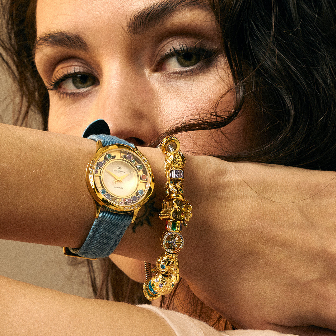 Blue Big sten for Collect Watch forbehør for Watche - with 1 Cubic Zirkonia