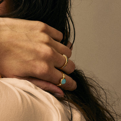 Rainbow Ring - Polished Gold Plated Sterling Silver with 11 Multi color Cubic Zirkonia