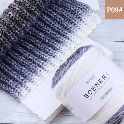 Segment Dyed Rainbow Color Gradient Hand-woven Diy Thread Clothes Scarf Hat Cake Yarn