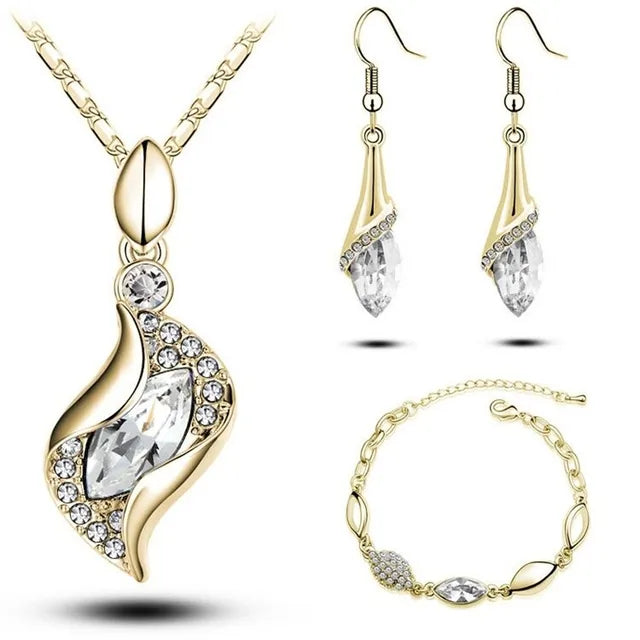 A Gold Filled Colorful Austrian Crystal Drop Jewelry Sets