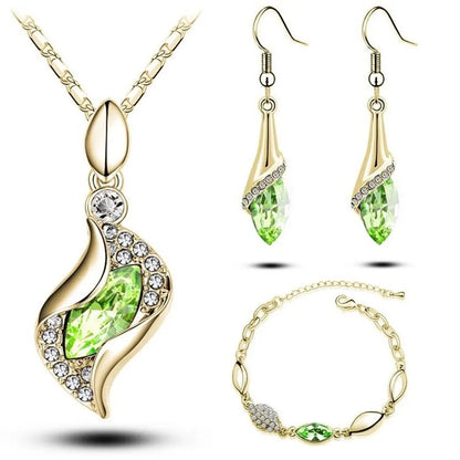 A Gold Filled Colorful Austrian Crystal Drop Jewelry Sets