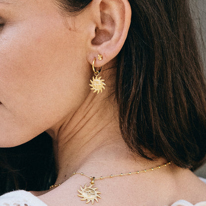 Glowing Sun Hoops - Polished/Matte Gold Plated Sterling Silver