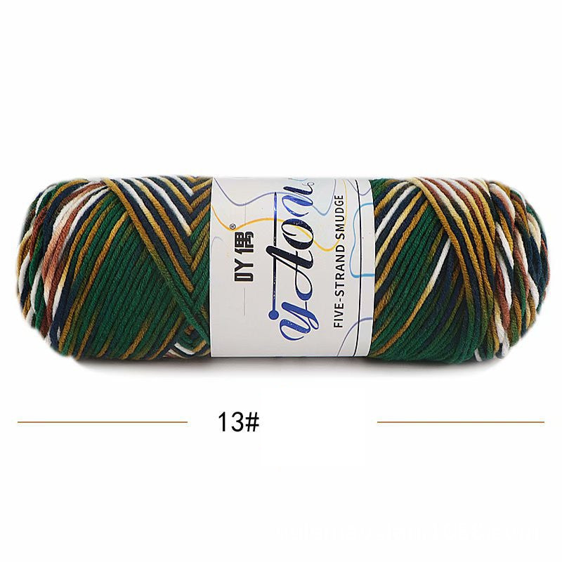 5Strands Milk Cotton Medium Thick Tie-dye Smudge Dyed Yarn