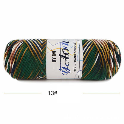 5Strands Milk Cotton Medium Thick Tie-dye Smudge Dyed Yarn