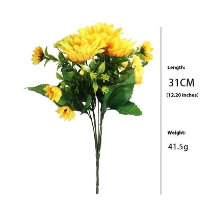 13 Sunflower Artificial Flower Sun Fake Bouquet Plastic Flowers Fence Small Handle Plug Home Decoration