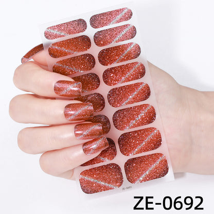 New Onion Powder Cat Eye Nail Applique 16 Finger Nail Sticker