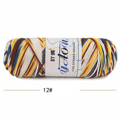 5Strands Milk Cotton Medium Thick Tie-dye Smudge Dyed Yarn