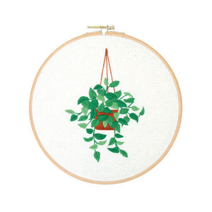 Cross stitch of green plants