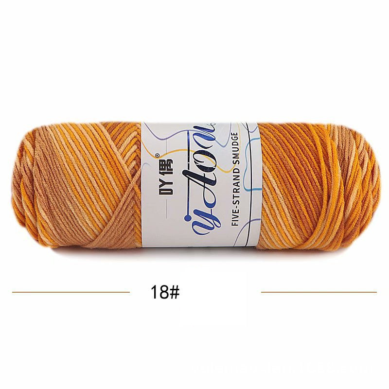 5Strands Milk Cotton Medium Thick Tie-dye Smudge Dyed Yarn