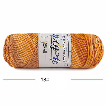 5Strands Milk Cotton Medium Thick Tie-dye Smudge Dyed Yarn