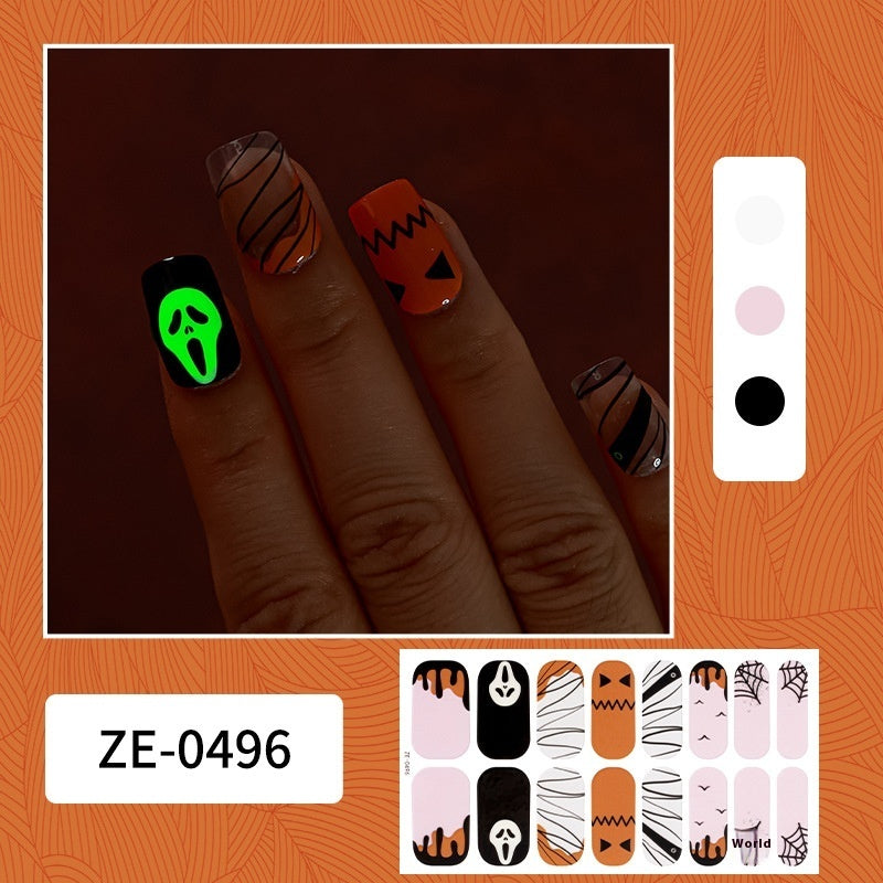 Dark Ghost Pumpkin Skull Nail Sticker