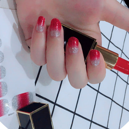 Internet Celebrity Gradient Onion Powder Little Nail Stickers