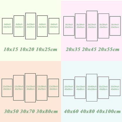 Sunset Beach Waves 5 Panel Wall Art HD