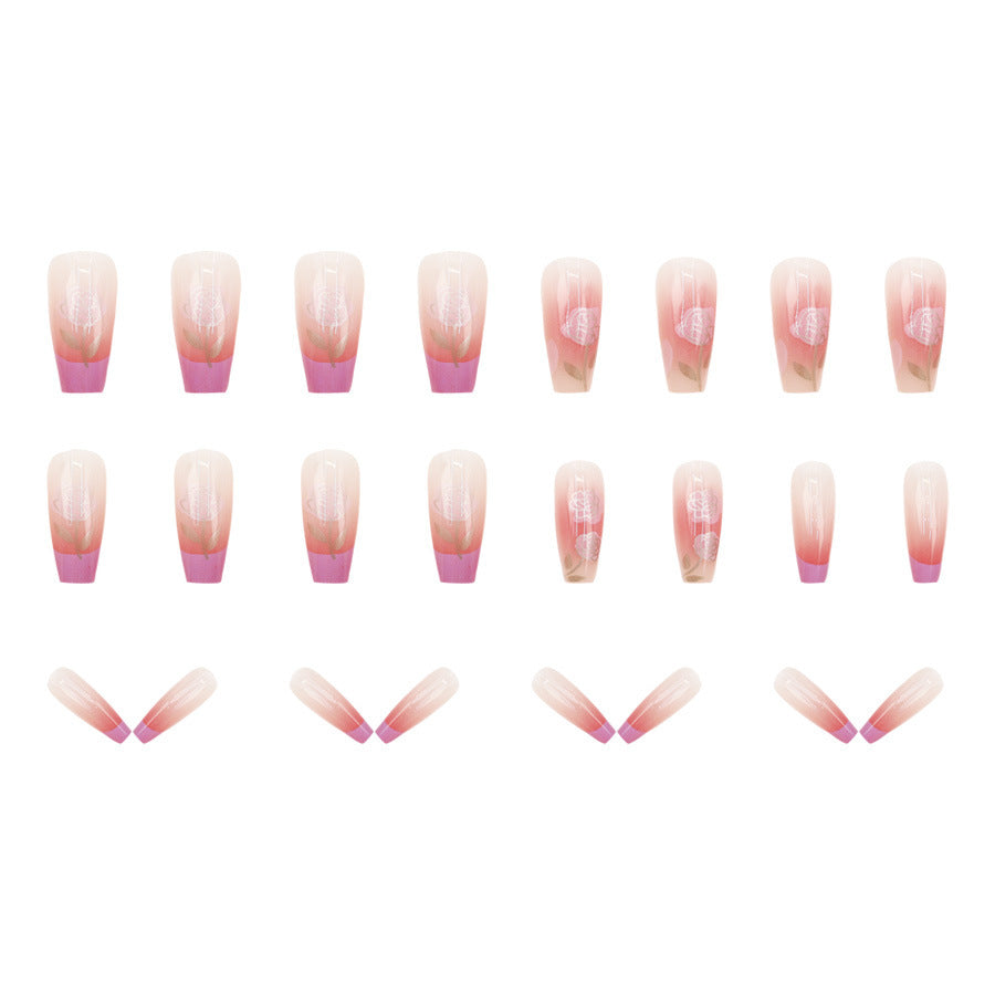 High-grade Nude Pure Desire Girl Heart Violet Red Wear Nail 24 Pieces