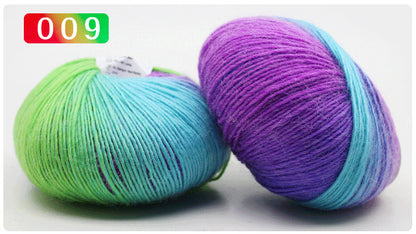 Pure Wool Long Rainbow Dyed Yarn