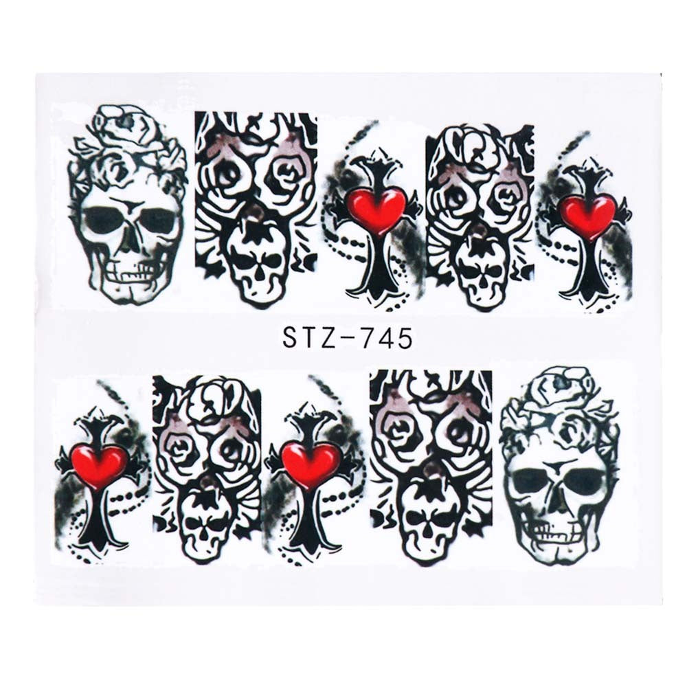 Halloween-Motiv Totenkopf- und Teufel-Nagelsticker