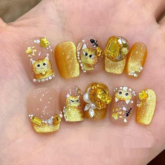 Cat's Eye Wear Nail Short Exquisite Cute Wear Manicure