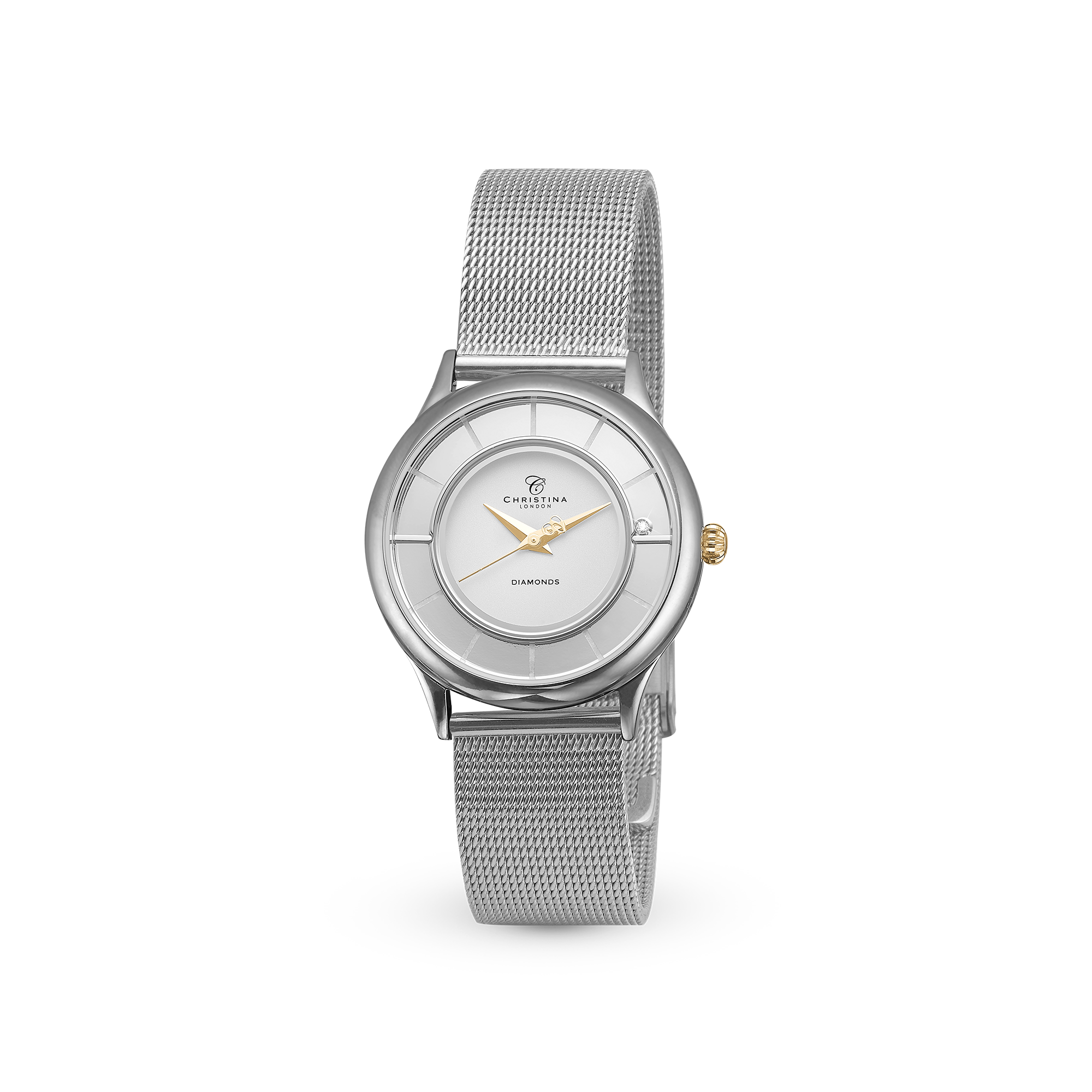 Christina Collect 32mm, mesh, 2-tone Watche - Polished Bicolor with 1 Diamant