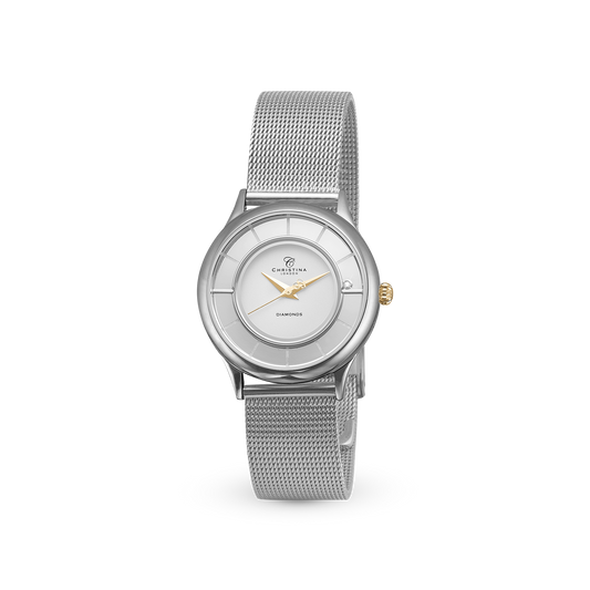 Christina Collect 32mm, mesh, 2-tone Watche - Polished Bicolor with 1 Diamant