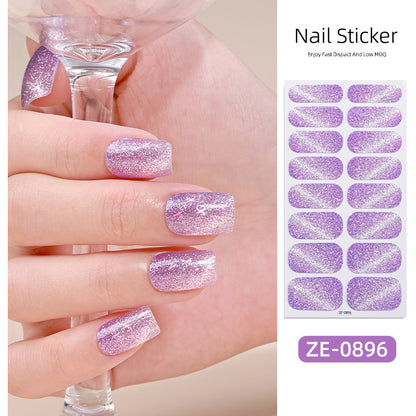 New Onion Powder Cat Eye Nail Applique 16 Finger Nail Sticker