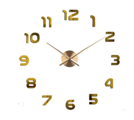 Creative Diy Wall Clock Personality Art 3D Mirror Wall Clock