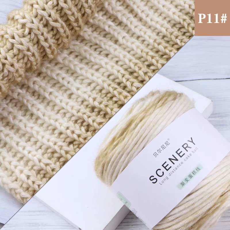 Segment Dyed Rainbow Color Gradient Hand-woven Diy Thread Clothes Scarf Hat Cake Yarn