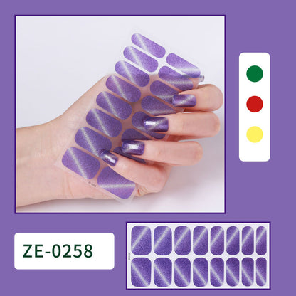 New Onion Powder Cat Eye Nail Applique 16 Finger Nail Sticker