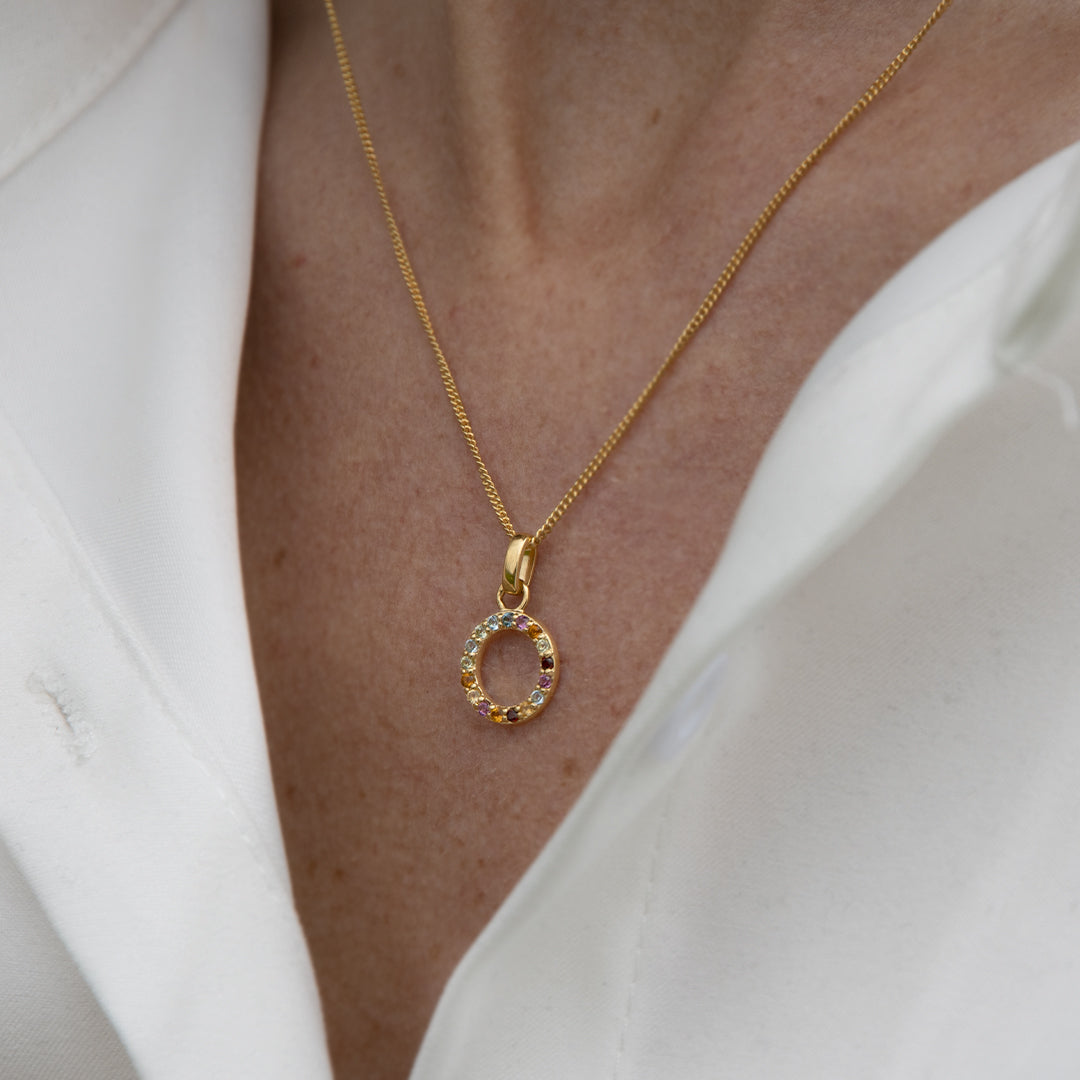 World Goals Earring Pendant - Polished Sterling Silver with 17 Multi color