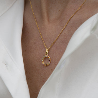 World Goals Earring Pendant - Polished Sterling Silver with 17 Multi color