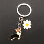 Cute Flowers Corgi Pet Animal Dog Lover Key Chain