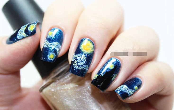 Maniküre-Aufkleber Van Goghs Stern Maniküre Applikation 14 Aufkleber Phototherapie Nagelaufkleber Nagelaufkleber