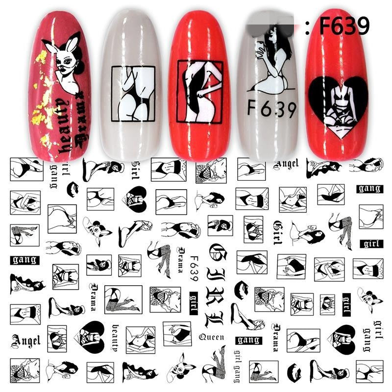 1pc Flowers Rose Red Black Sliders Adhesive Decoration Nail Art Stickers Russian Design 3D Adhesive Slider Decals