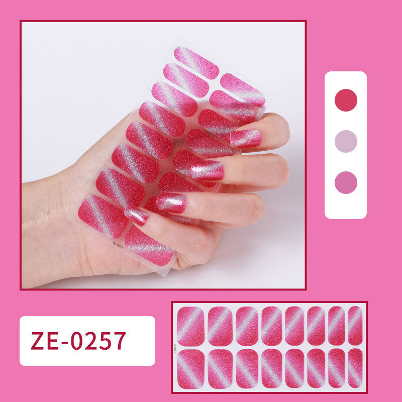 New Onion Powder Cat Eye Nail Applique 16 Finger Nail Sticker