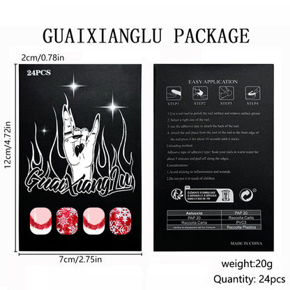 Short Glossy Square Nail New Christmas Manicure White French Style