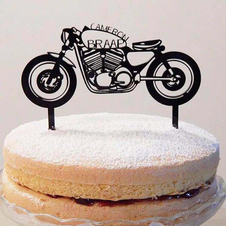 Motorcycle Car Birthday Cake Insertion Party Decoration