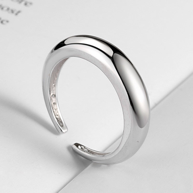 Silver Color  Open Ring Smooth Drop Personality Adjustable Ring Fine Jewelry For Women Party Accessories Trend