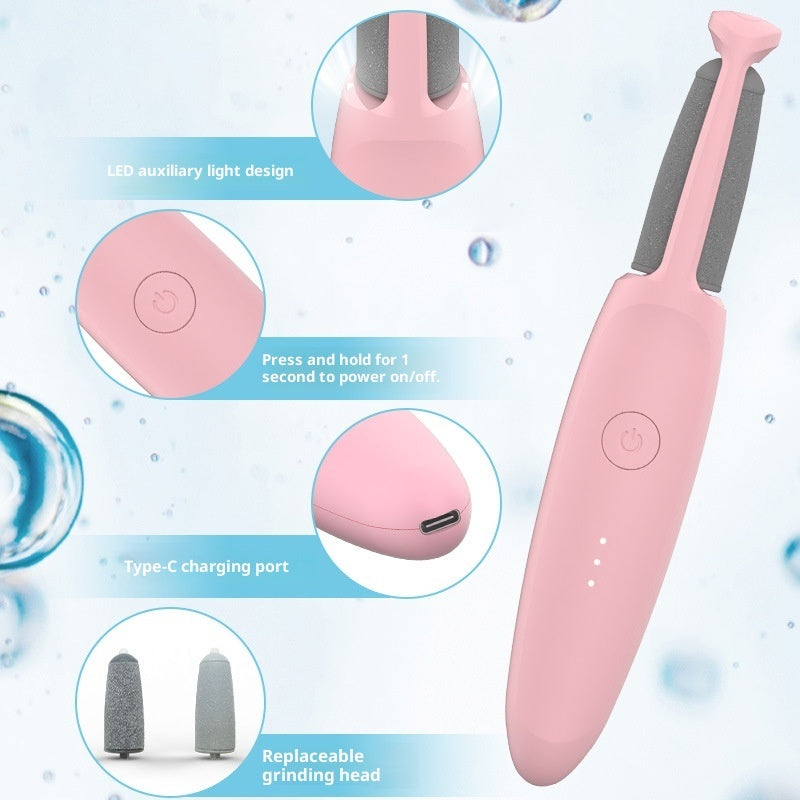 Wiederaufladbarer elektrischer Fußschleifer für den Haushalt, einfaches Peeling der Fersen, Hornhautentfernung, Pediküre-Fußmesser
