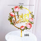 Dark Flowers Acrylic Happy Birthday Baking Cake Decoration