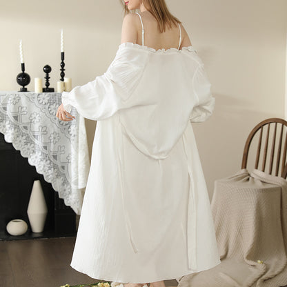 Women's Pajamas Cotton Lace Double-layer Yarn Home Wear