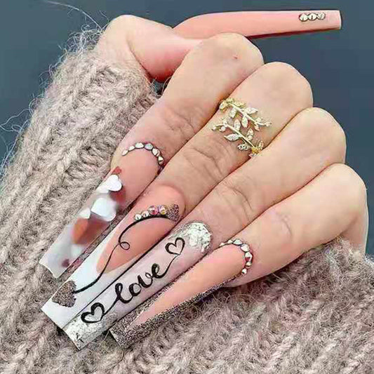 Embossed Diamond Style True Love Ballet Sweet Square Nail Sticker