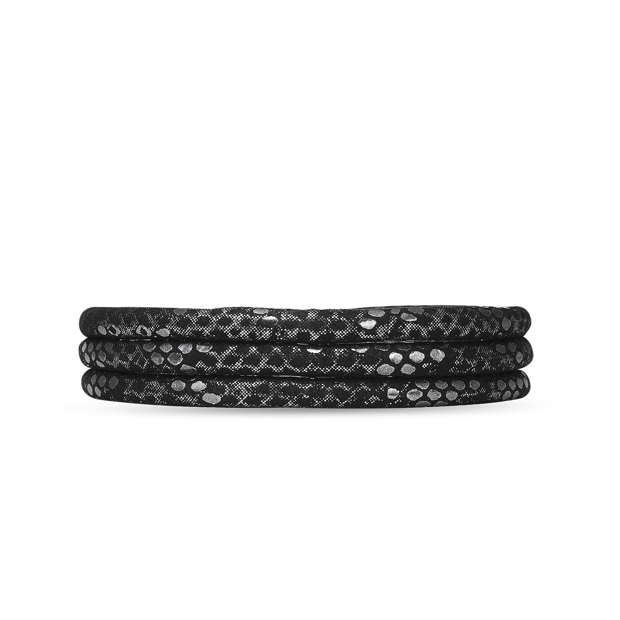 Slim Leather Bracelet - Silver Black - 70 cm