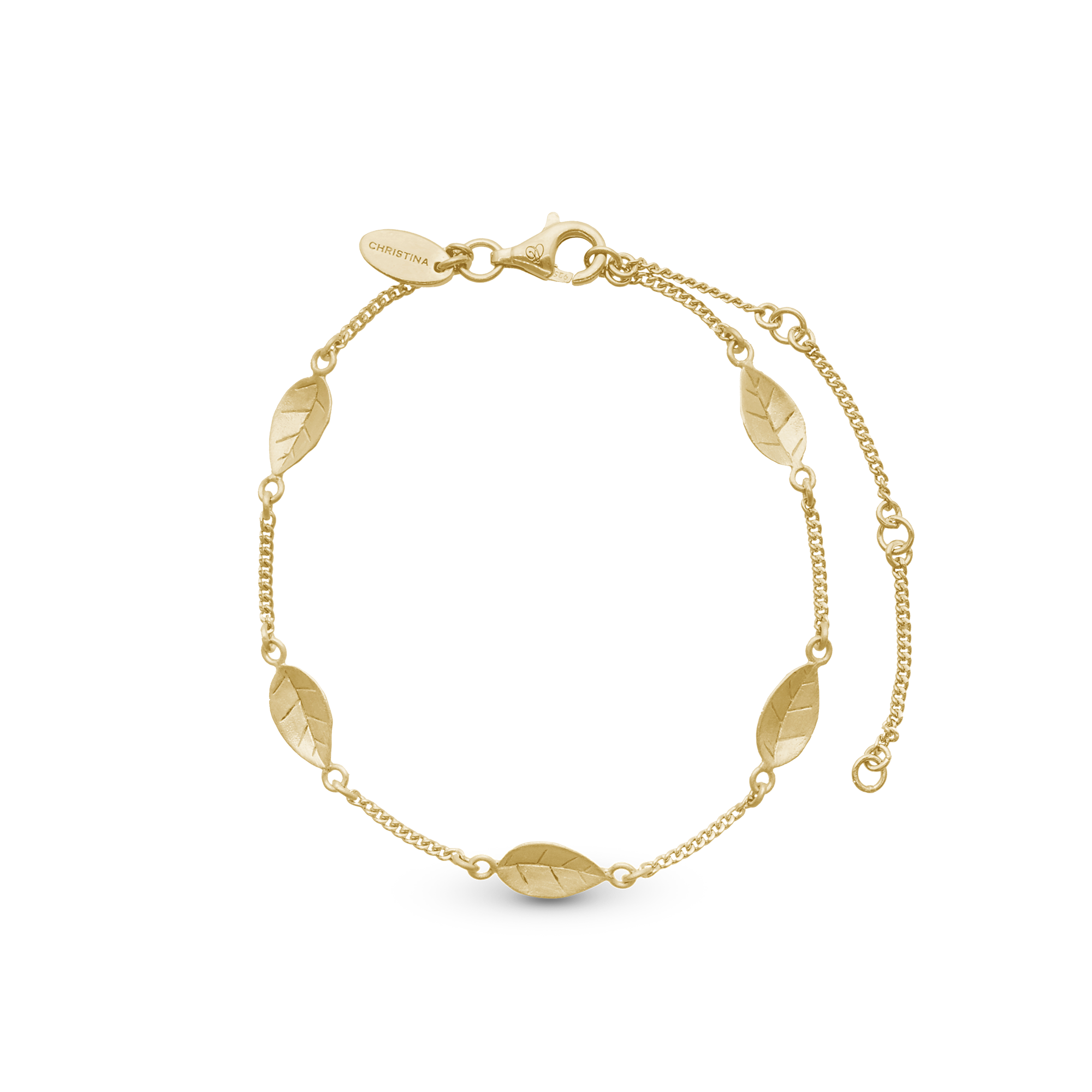 Leafs Bracelet - Light brush Gold Plated Sterling Silver