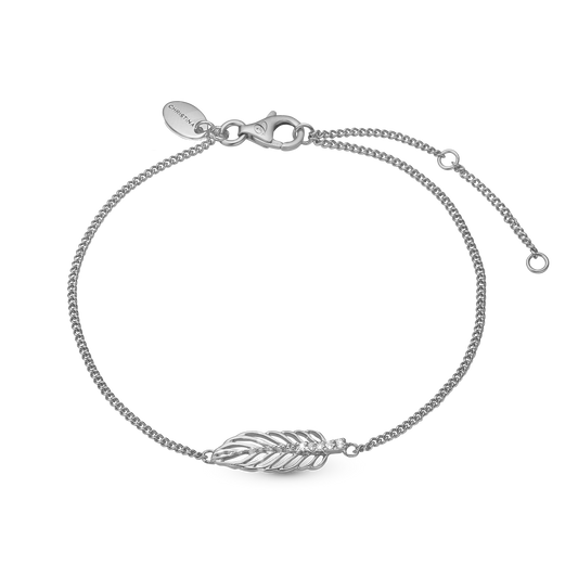 Feather Bracelet - Polished Sterling Silver with 6 white Topas