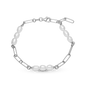 Linked Bracelet - Sterling Silver with 9 white Ferskvandsperler